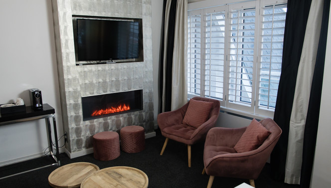 fireplace in luxury suite